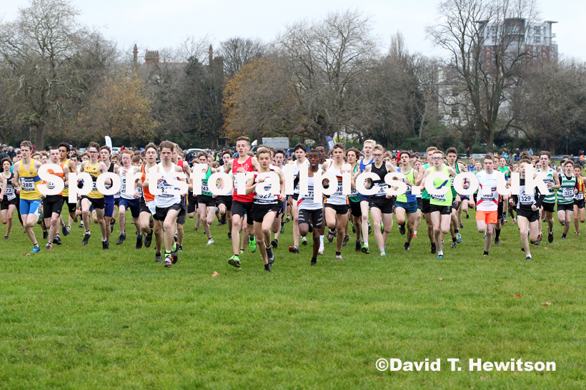 Boys under-15s, 2019 European Cross Country Trials and British Cross Challenge, Sefton Park, Liverpool.  Photo: David T. Hewitson/Sports for All Pics